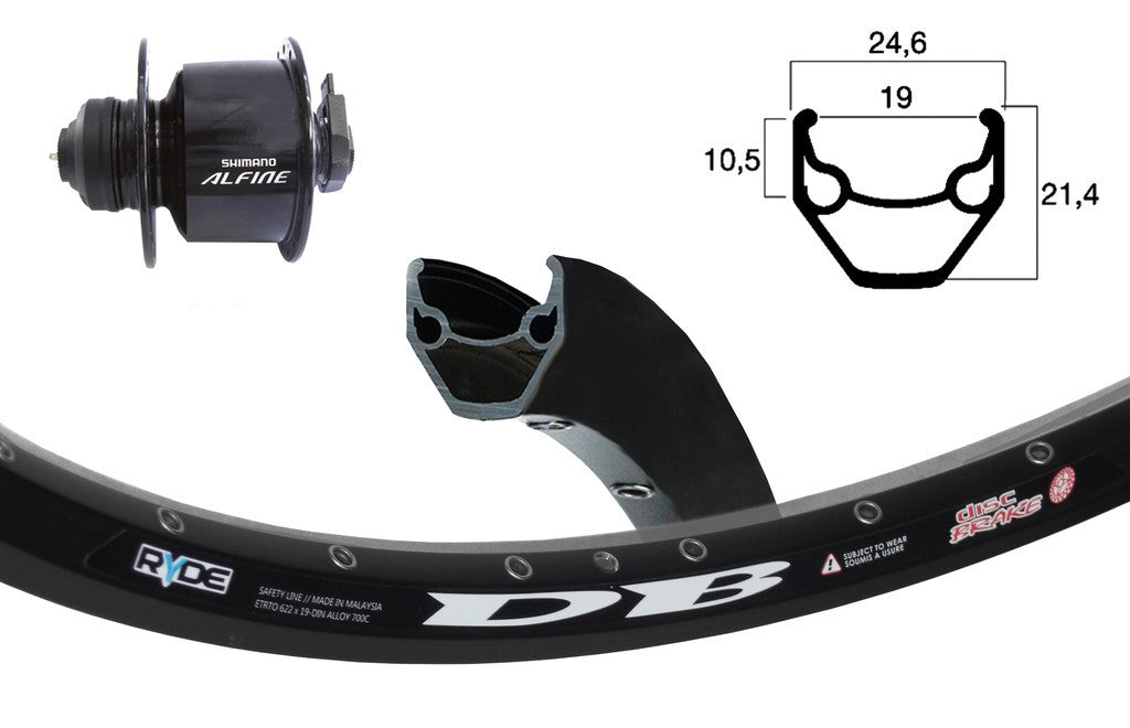 28"-Vorderraddynamo Alfine SZ 36 f ZAC 2000 Disc, schwarze Speichen, schwarzer Edelstahl