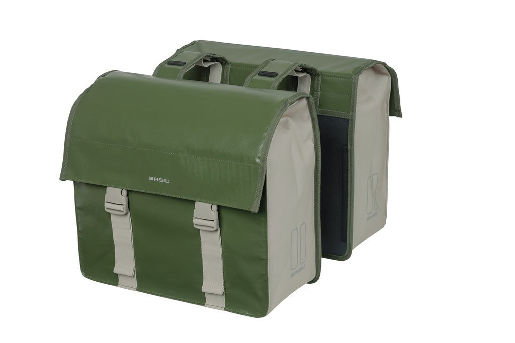 Borsa doppia Basil Urban Load moss gr/sand, 40,5x17,5x46cm, 48-53l