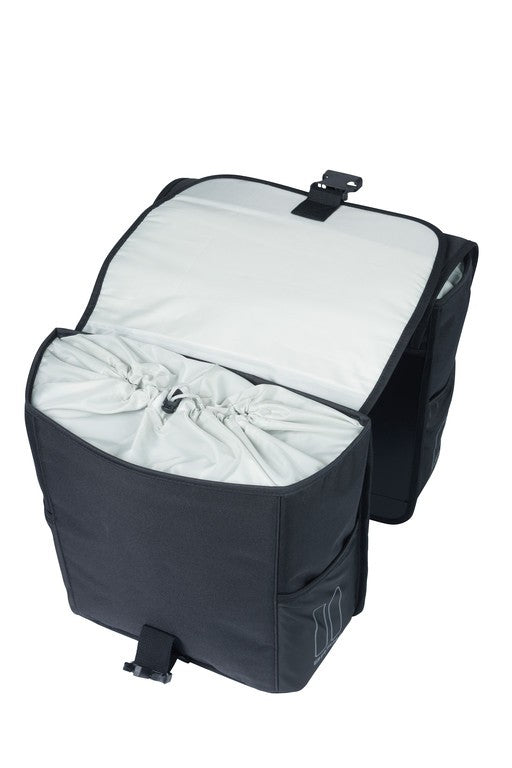 Bolsa doble Basil Go MIK, negro sólido, 14 x 27 x 31 cm, 32 l