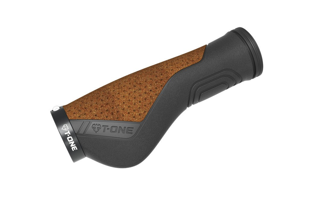 Manopole T-One Ripple Kork Ergo 130mm, singola, nero/sughero