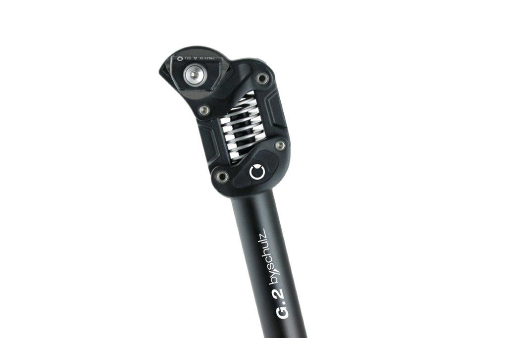Schulz G.2 Stoßdämpfer-Sattelstütze, 31,6 mm Durchmesser, 350 mm, schwarz, mittel, 60–85 kg