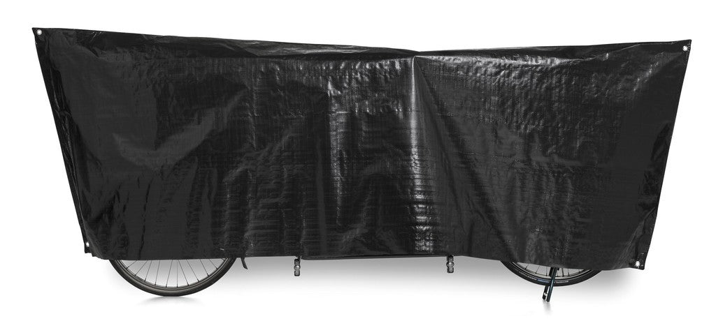 Funda para bicicleta Tandem VK 110 x 300 cm, negra, con ojales
