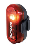Luz trasera LED SIGMA Curve alimentada por batería, negra, montaje en tija de sillín