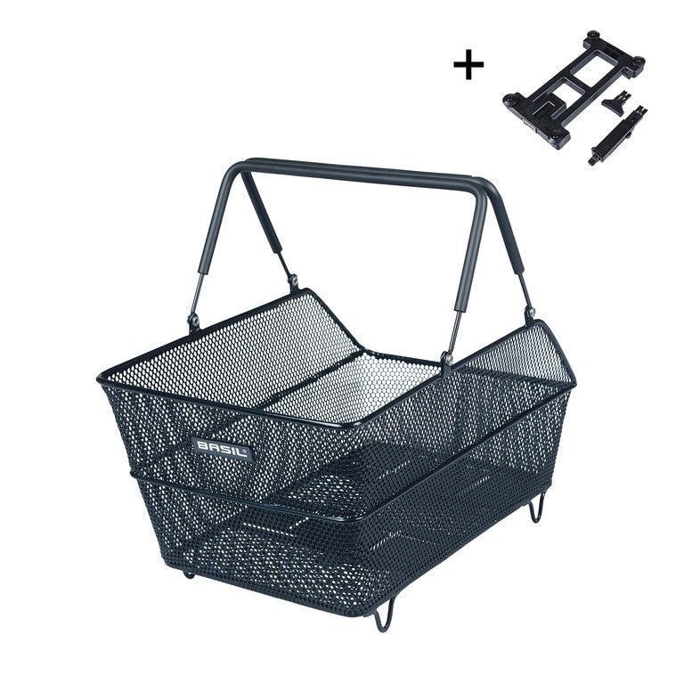 Cestino post. Basil Cento Multi NX nr, maglie str., acciaio, Multisystem NX