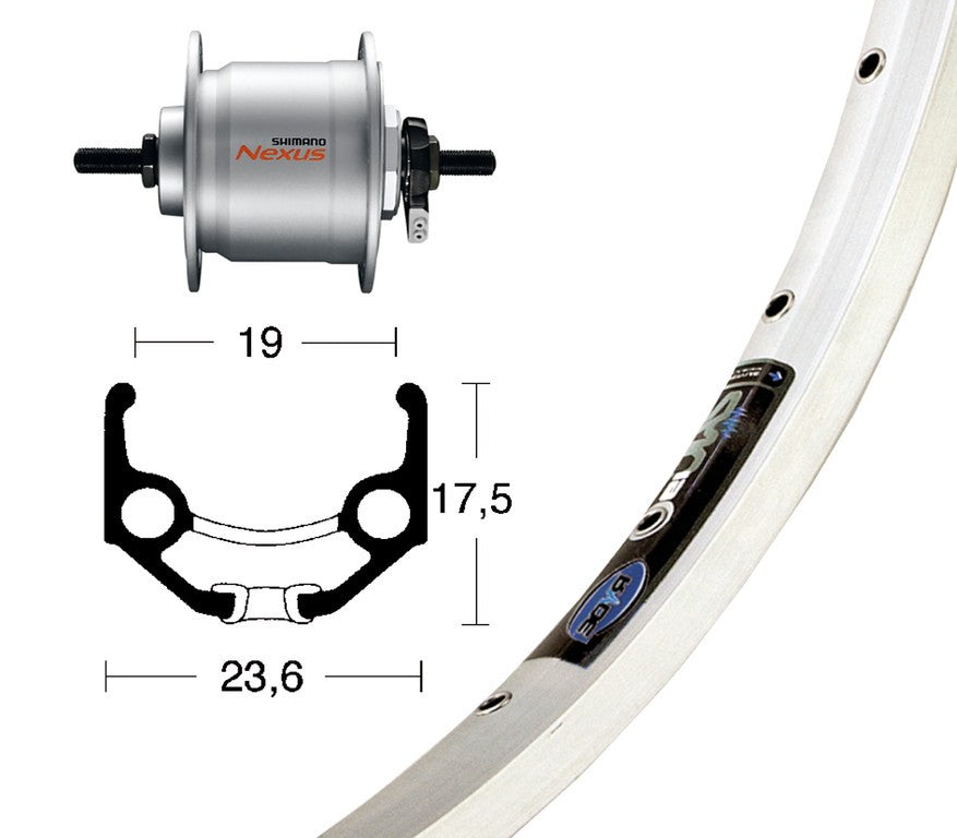 RA 28x1.75din.d.mozzoDH3N20 arg.rig.36b. Rigida Zac 19 arg. raggio Niro