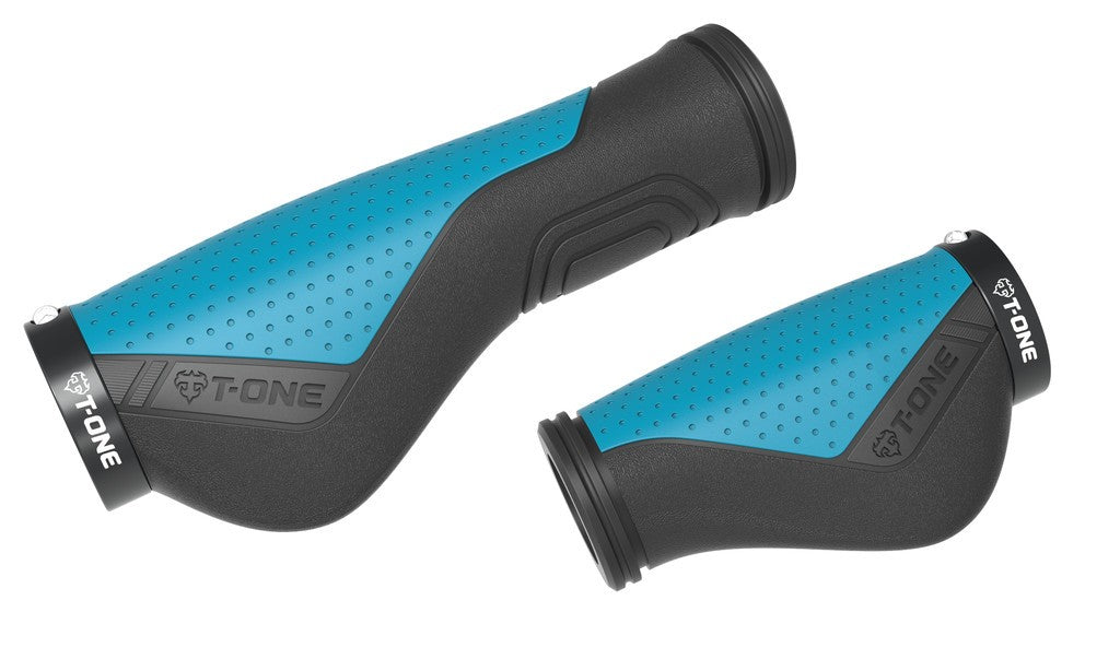 Manopole T-One Ripple Ergo 90/130mm, singola, nero/blu