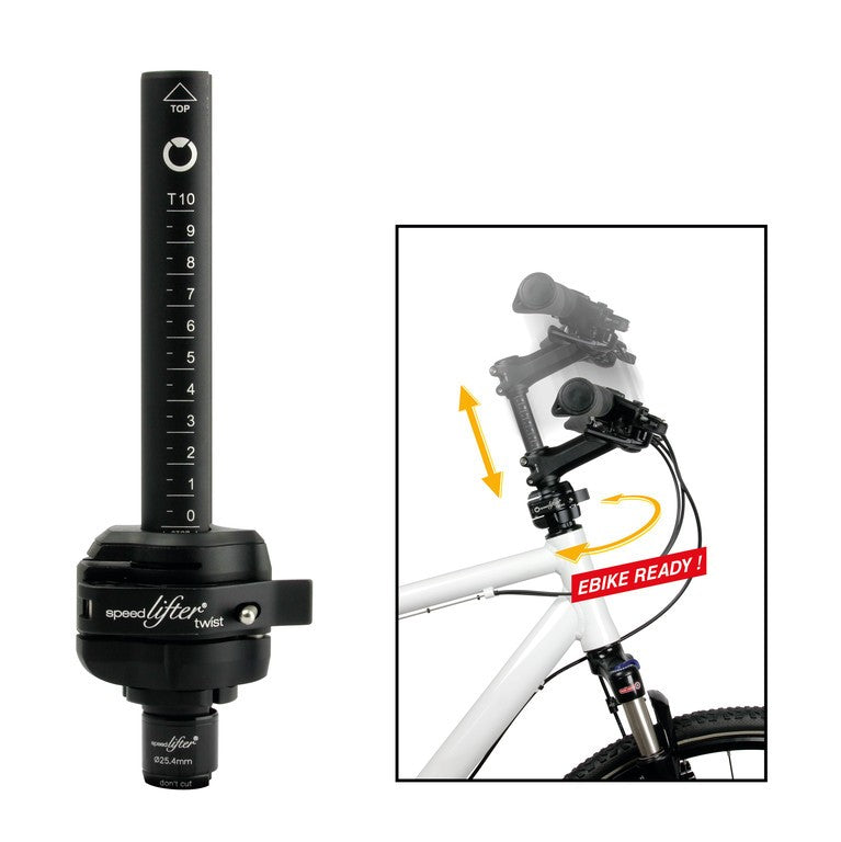 Regol. manubrio Speedlifter Twist T6 Ø24,6mm, boccola 39,5mm, nero, 6cm