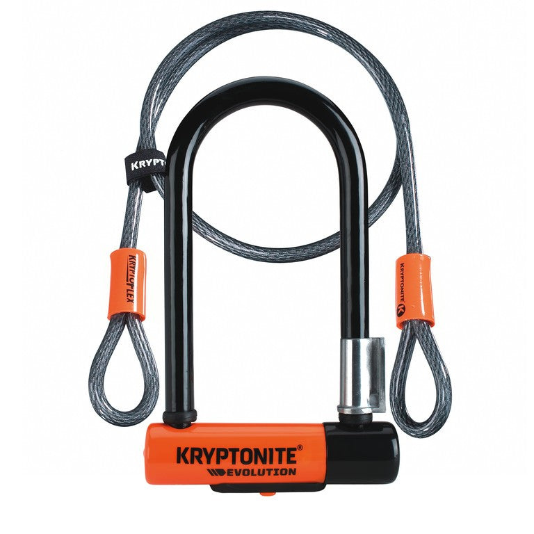 Arco Kryptonite Evolution Mini-7 de 8,2 x 17,8 cm, nr/ara, 3 chi., con cable de 4'