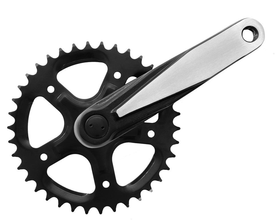 Guarnitura Speed allum.,lunghezza 170 mm nero/lucido 38 denti, a perno quadro