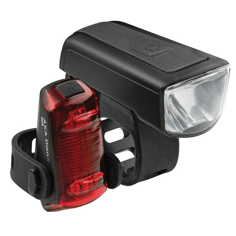 AXA Dwn 30 akkubetriebenes LED-Lichtset, Dwn 30 Frontleuchte und Dwn Rückleuchte, USB