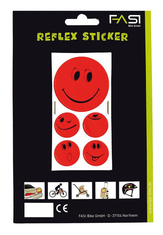 Juego de pegatinas Smiley Reflex Sticker naranja, 1x Ø 5cm, 4x Ø 2,5cm