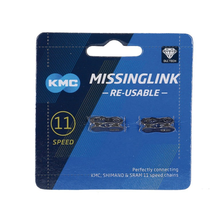 Missinglink KMC 11R DLC Wiederverwendbare Kettenglieder, 2 Stück, für 5,65-mm-Ketten, 11 V, schwarz