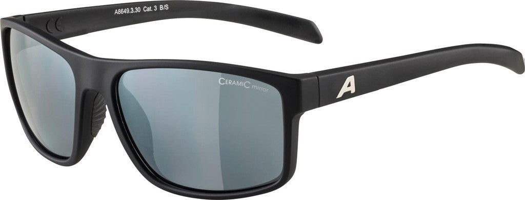 Gafas deportivas Alpina Nacan I, negro mate, lente espejada plateada, cat. 3