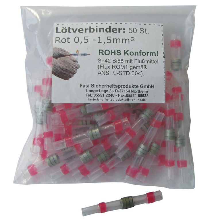 Conector de soldadura para cable de luz de 0,5-1,5 mm, rojo, 50 unidades