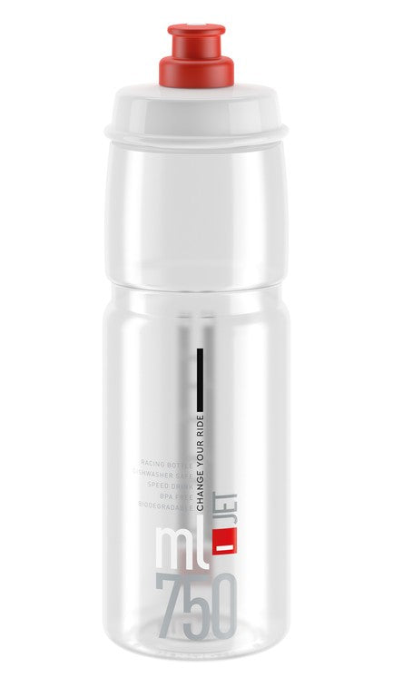 Borraccia Elite Jet 750ml, trasparente/rosso, polietilene