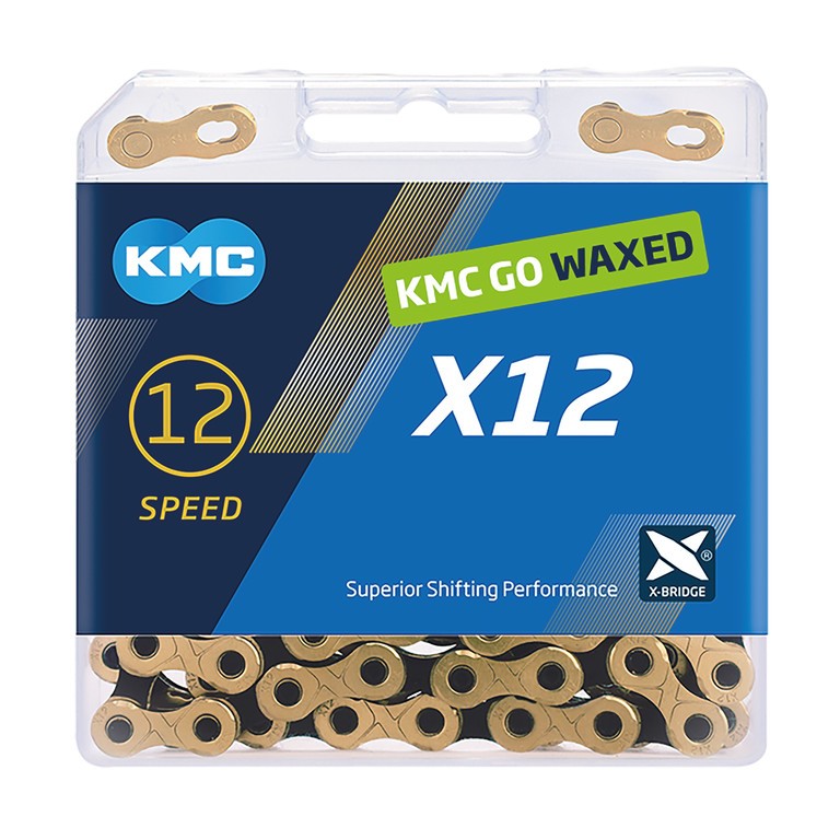Catena KMC X12 Ti-N WAXED 1/2"x11/128",126 m., 12v., oro/nero
