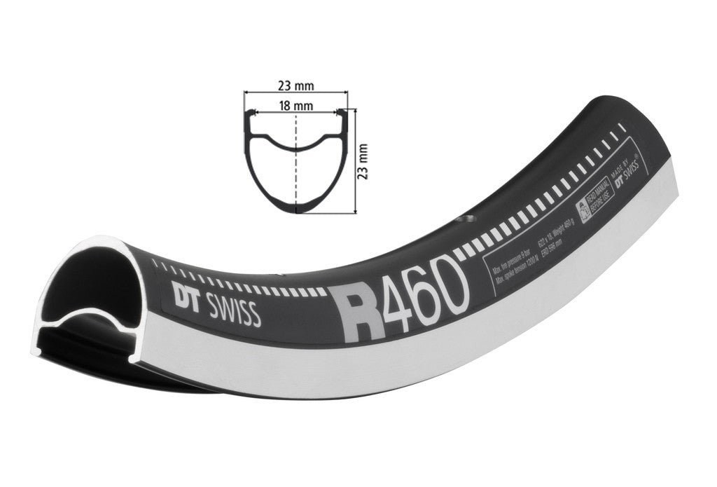 Llanta DT Swiss R 462 de 28", negra, 28 agujeros, 622-18, LV 6,5 mm