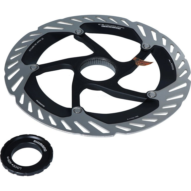 Disco de freno Shimano RT-CL900 160 mm CL con anillo de bloqueo de dientes externo.