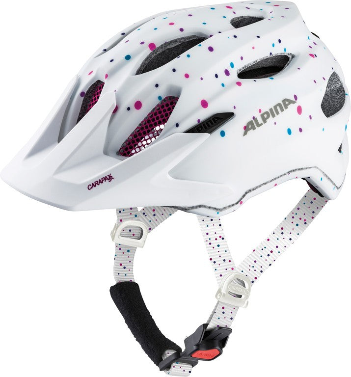 Alpina Carapax JR Fahrradhelm mit weißen Punkten, Größe 51-56 cm