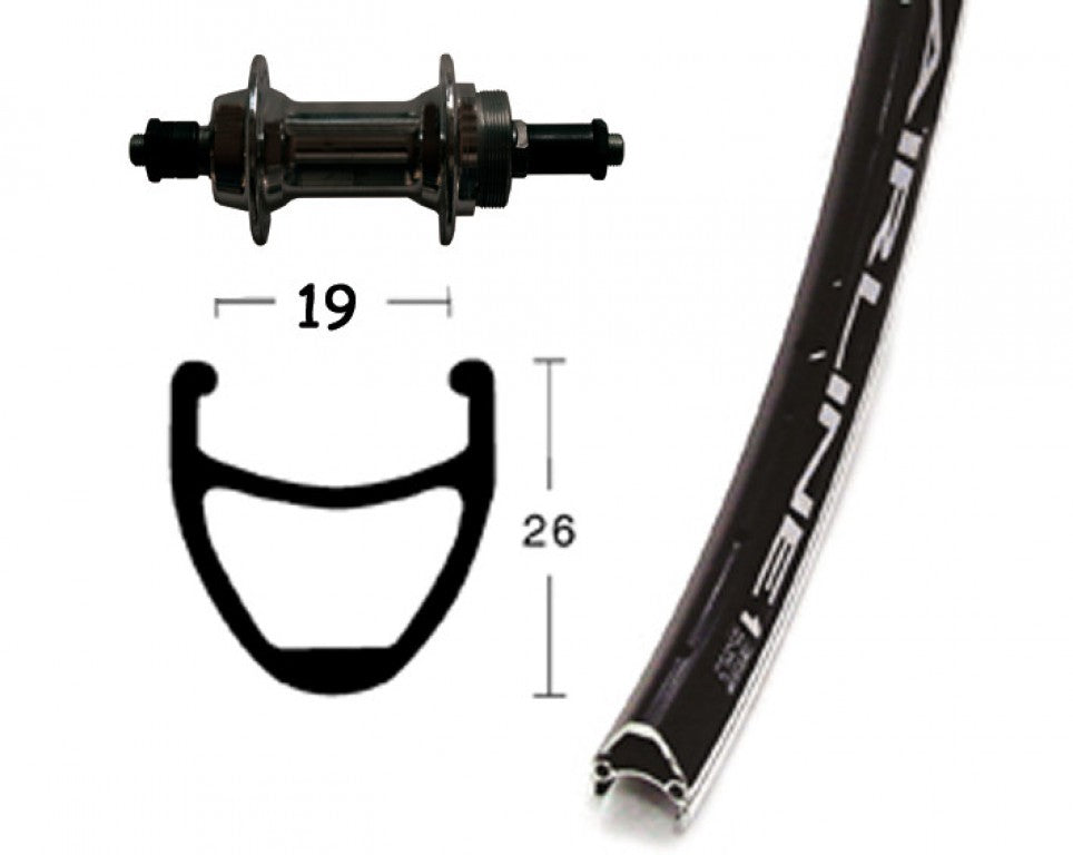 Hinterrad 28x1,75 Starr QR, schwarz, 36f Airline 1, schwarze Edelstahlspeichen