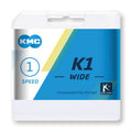 Catena KMC K1 Wide 1/2" x 1/8",112 maglie, 9,4mm, arg/nr