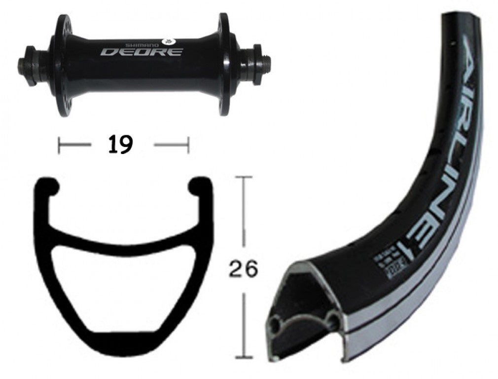 r.ante 28x1.75 Deore 510, schwarz, Schnellspanner, 36 Loch Airline 1, schwarz, Niro-Speichen