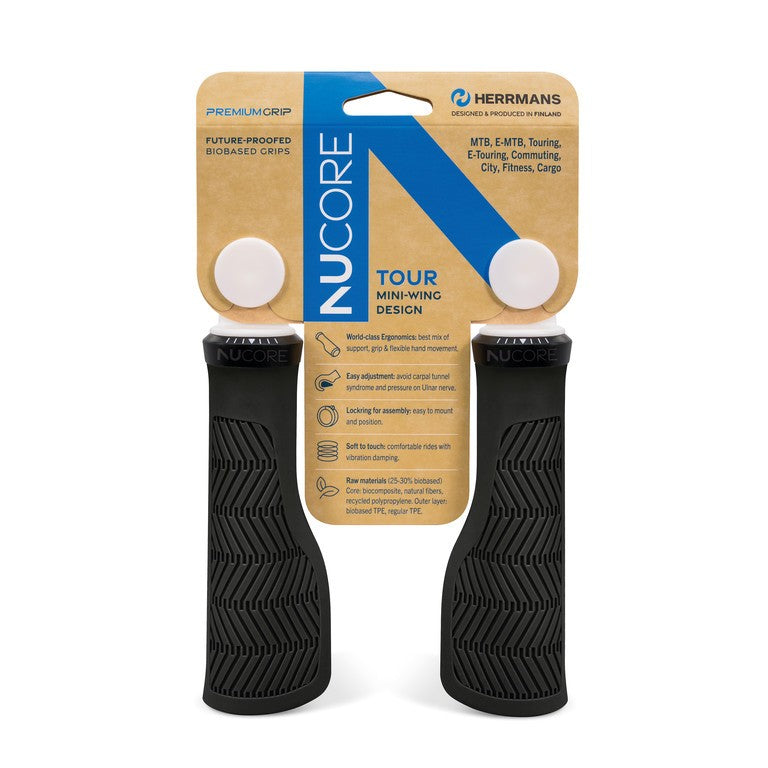 Manopole HERRMANS Nucore Tour Wave 130mm, Ø 22mm, nero DD47 BL+BR