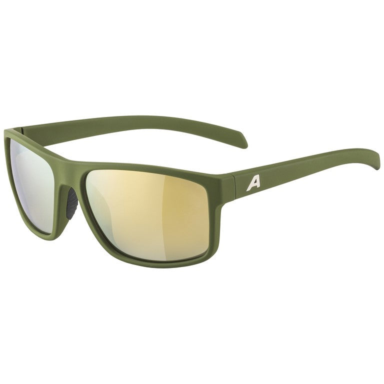 Alpina Nacan I olive op Sportbrille, verspiegelte Bronzegläser, Kat. 3