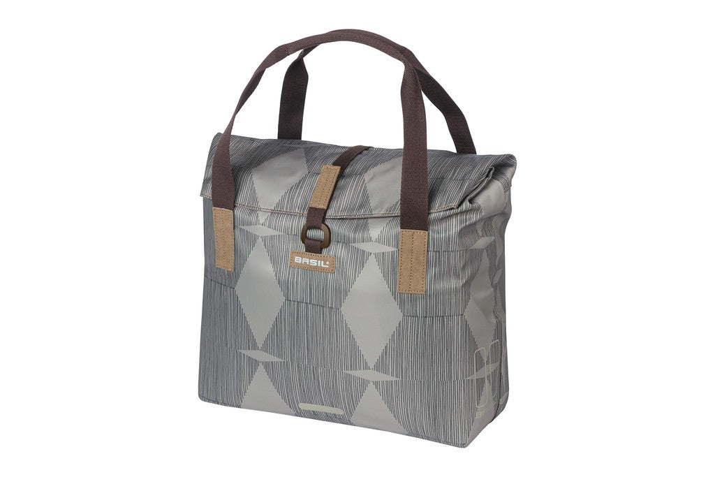 Bolsa de la compra para bicicletas Basil Elegance Chateau Taupe, 13 x 36 x 33 cm, 20-26 l