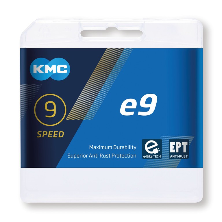 Catena KMC e9 EPT antiruggine 1/2"x11/128", 136 ma., 6,6mm, 9v., arg