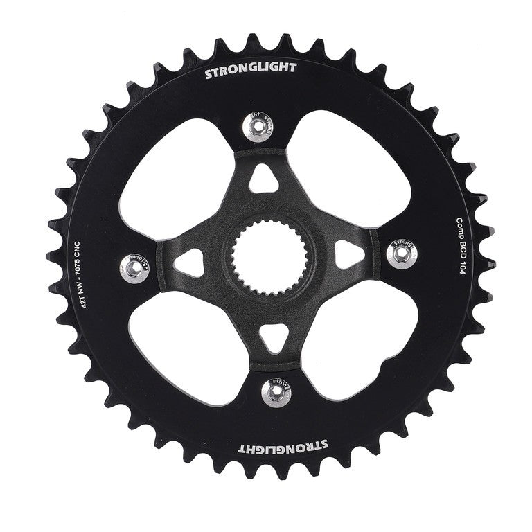 Plato para bicicleta eléctrica Stronglight Bosch Gen4 de 42 dientes y 4 brazos, 104 tornillos