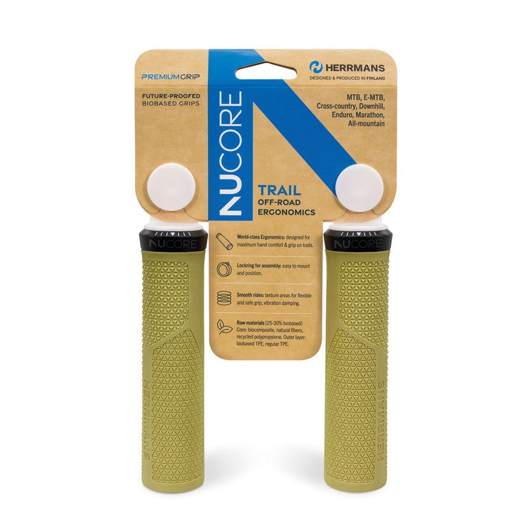 Manopole HERRMANS Nucore Trail Peak 130mm, Ã 22mm, Olive DD46 BL+BR