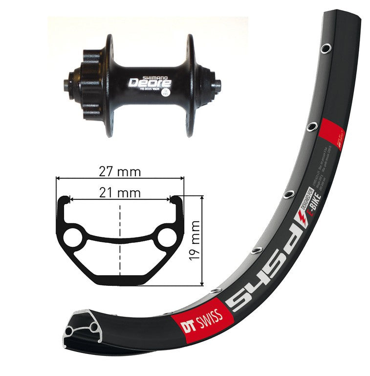 R.ant. 26x1.90" Deore Disc schwarz 36L. DTSwiss 545 Disc Edelstahlspeichen schwarz.