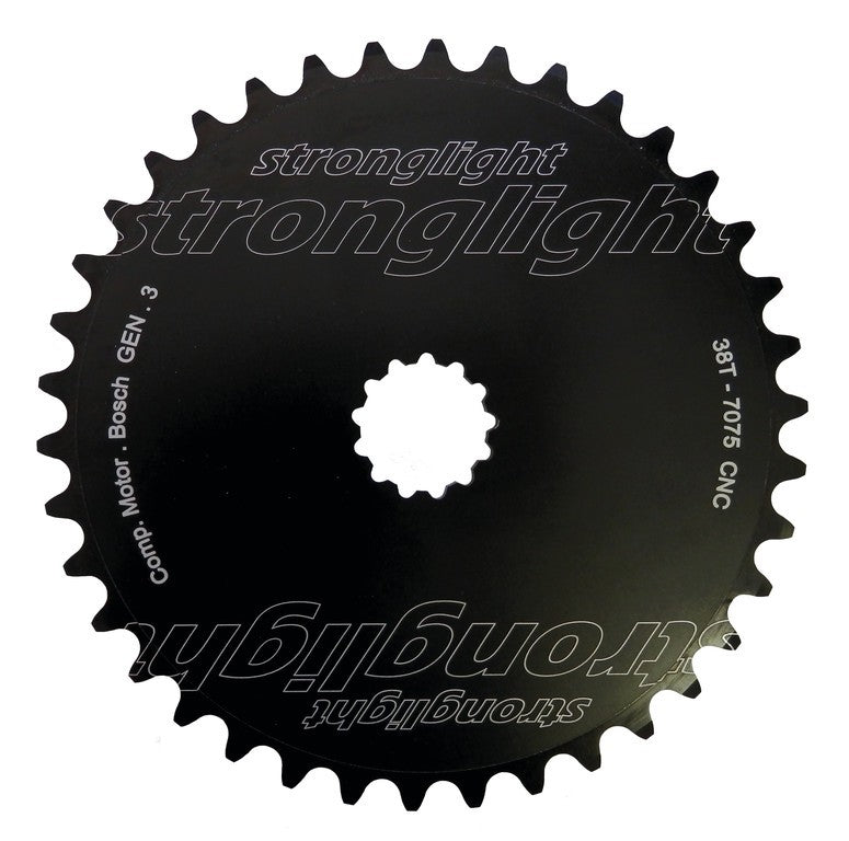 Plato E-Bike Stronglight BoschGen3 de 38 dientes, diseño completo, montaje directo