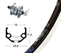 RA 28x1,75din.d.hubDH3N72 silber.QR 36b. Rigida Zac 19 ne/arg. Niro-Radius