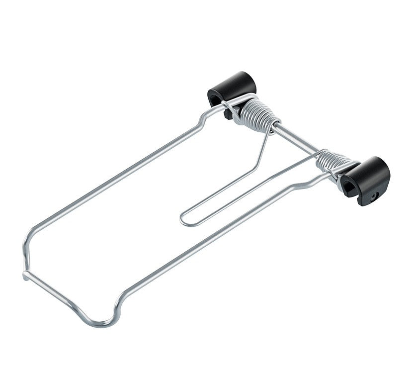 Bandeja abatible con resorte Racktime Clampit 2.0, plateada, para todas las bandejas Racktime 2.0