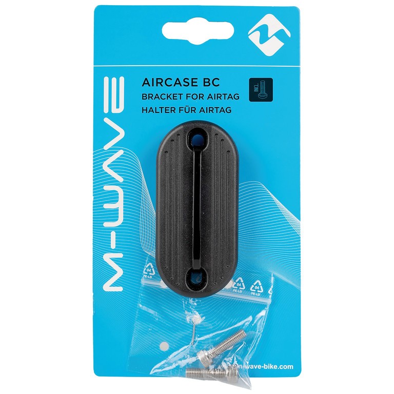 Soporte M-Wave para Airtag Aircase BC negro, sobre cartón, con tornillos