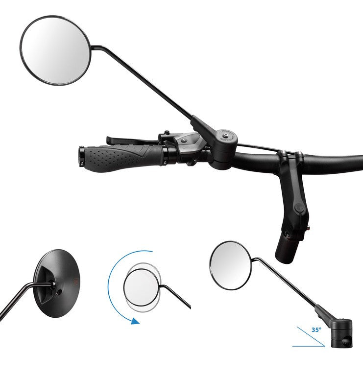 Espejo retrovisor para bicicleta Krampe KF1 Tipo D, fijación externa, grande, negro, 35°