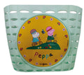 Cesta infantil BikeFash. Peppa Pig turquesa, con decoración.