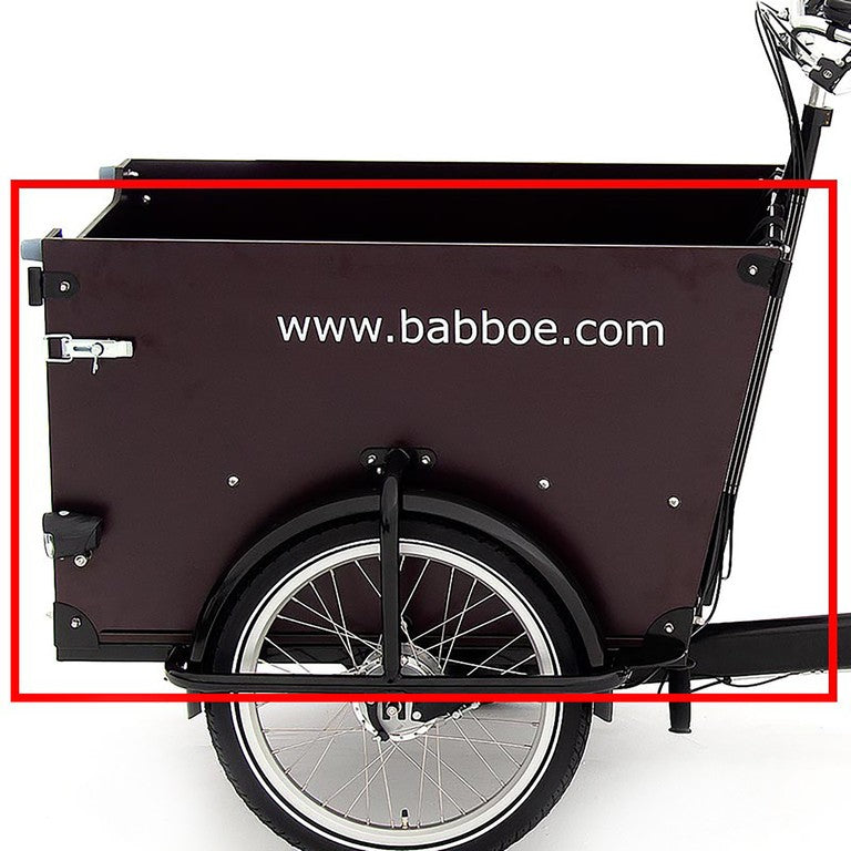 Pannello laterale Babboe Dog, marr. scuro, sx,pronto p. illum.