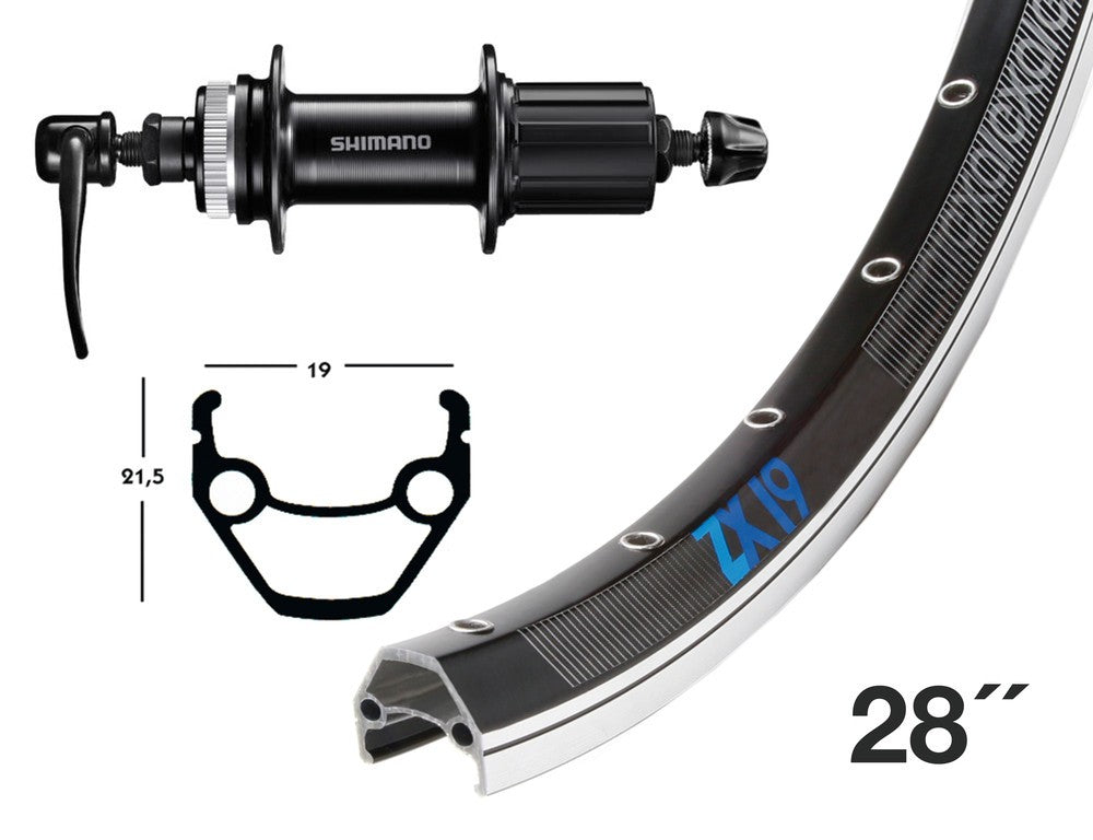 RP Exal ZX 19 DB 28" (mit Ösen) 36L al., nr/pol.,CL,135mm QR,FH-QC300,LV6,5