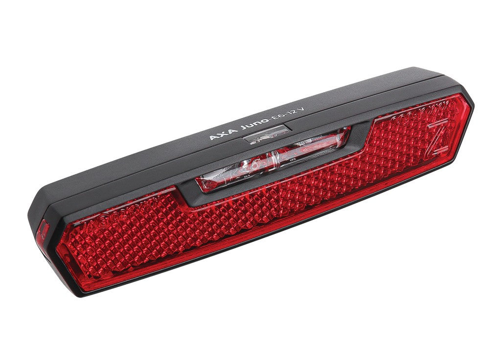 AXA Juno LED-Rücklicht für E-Bikes, 6–12 V, Bremslicht, 50-mm-Gepäckträgerbefestigung