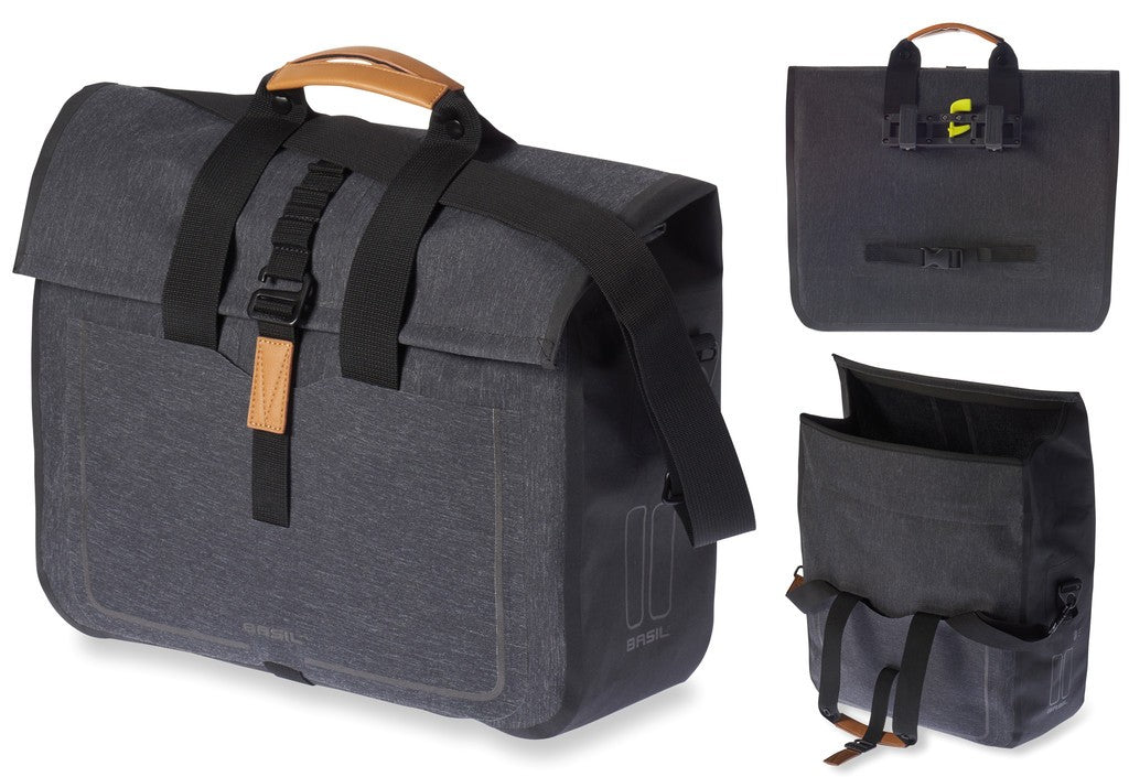 Borsa business Basil Urban Dry charcoal mel,20l,37x14,5x38cm,imper.