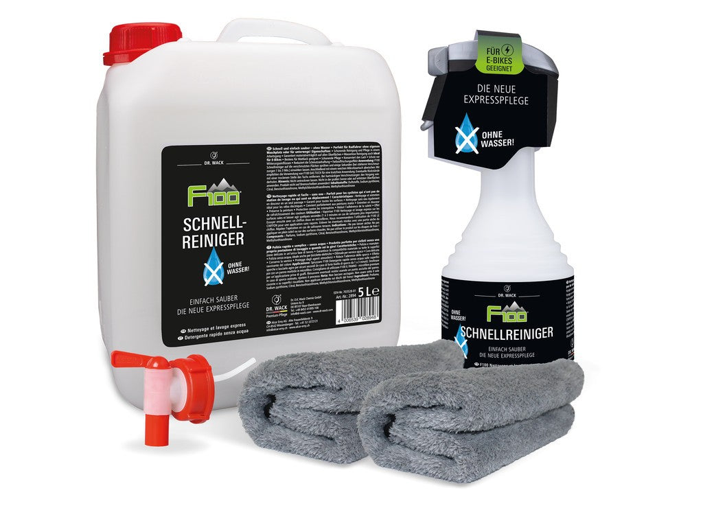 Detergente rapido F100 conf. officina Tanica da 5 litri+1x500ml+2 panni