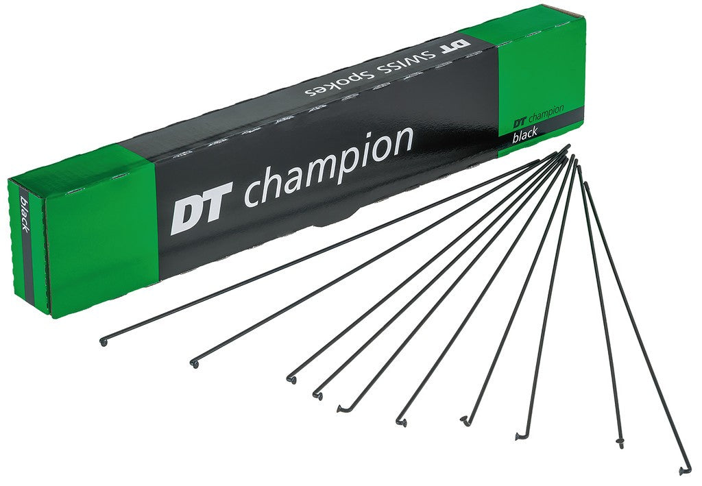 Raggi DT Swiss Champion M 2x276mm cart. 100 pz.,nero, acc. inox, s.nipple