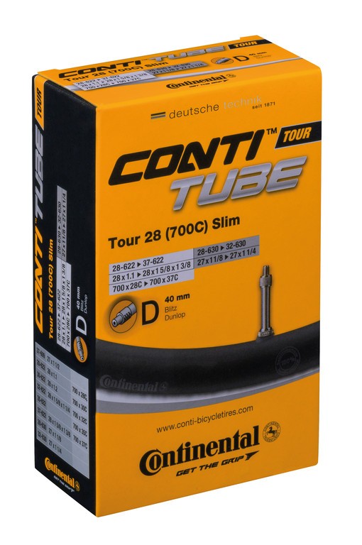 CONTINENTAL Camera d'aria Tour 28 Slim 27/28x1.1-1 5/8 28/37-622/630 VD 40mm