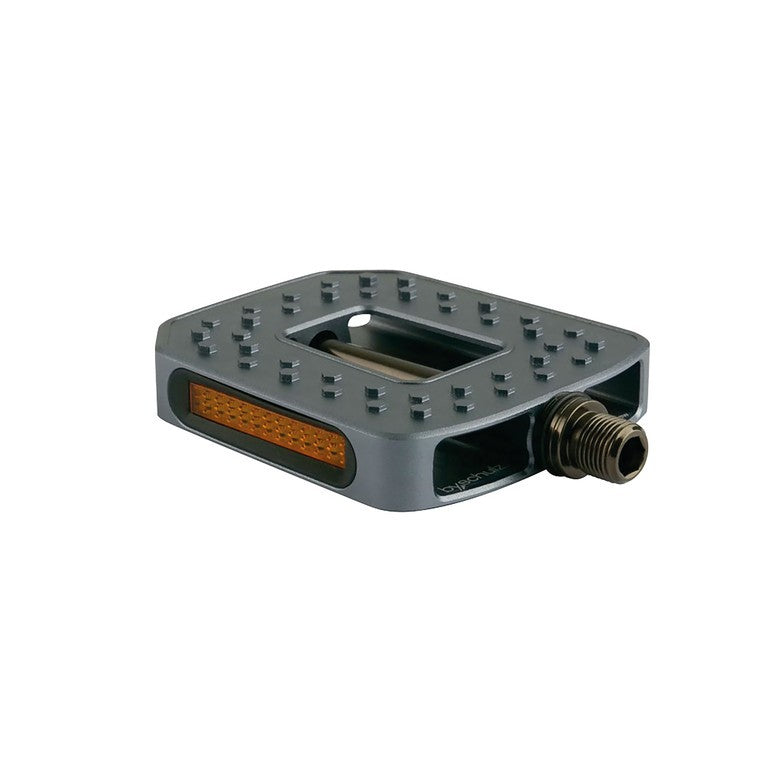 Plattformpedal von Schulz, Modell M.2 View, CNC-gefräst, grau, 9/16"-Achse