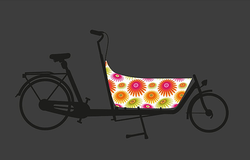 Adesivo bici cargo Babboe fiori colorati, per City, riflettente