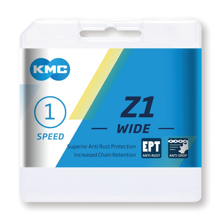 Catena KMC Z1 Wide EPT LongLife 1/2" x 1/8", 128 maglie, 8,6mm, argento