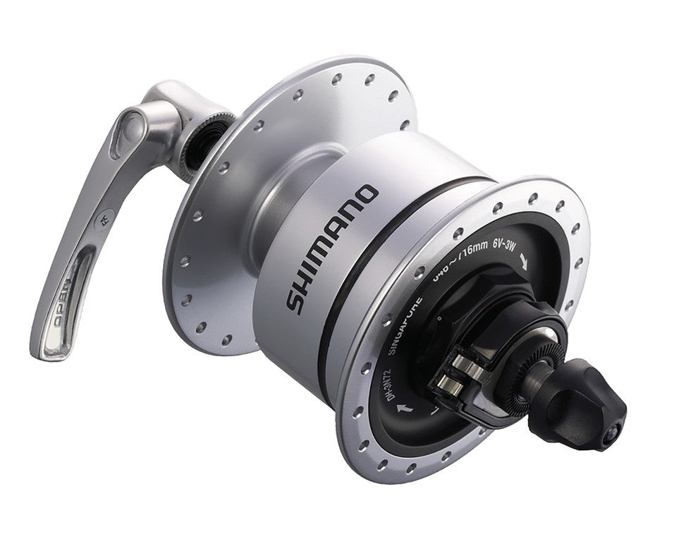Dinamo al mozzo RA Shimano DH3N72 100mm, 36 fori, arg, sg.rap.